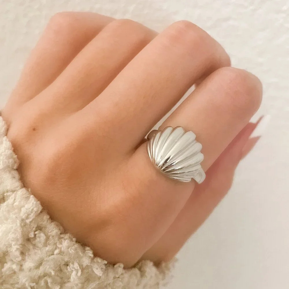 925 Sterling Silver Seashell Ring Shell Ring Dainty Minimalist Ring Beach Ring